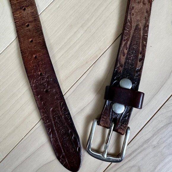 Artecbelts Solid Leather Western Belt – Tooled Brown Country Style - Picture 2 of 8